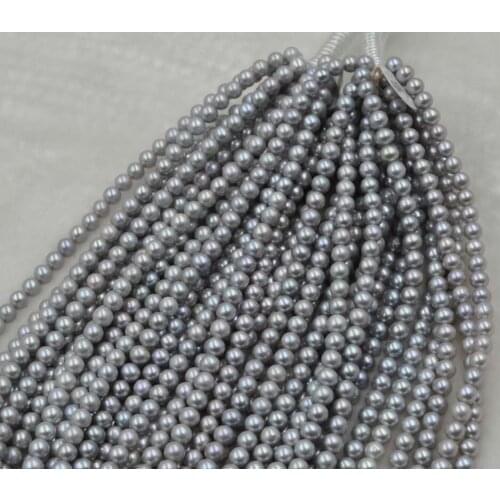 AA+ wholesale 5 strands 5.5-6mm near round gray freshwater pearl