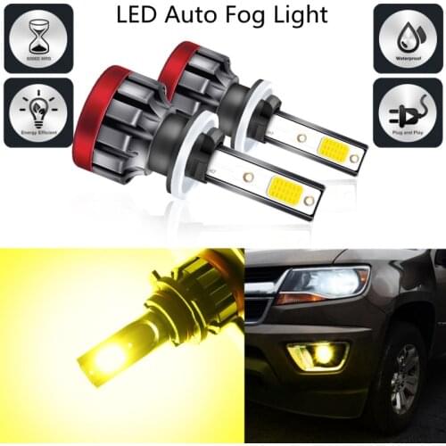 2 Pcs LED Auto Fog Light Bulbs 3000K Yellow 3000 Lumens 30W High Power H8/H1/880/881/5202/9005/HB3/9006/HB4/P13W Car Fog Bulbs