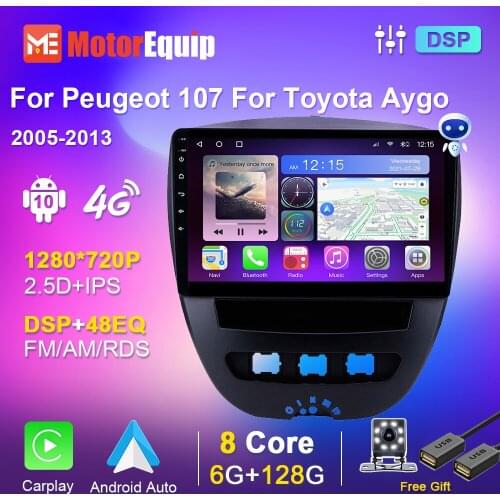 Car Radio Stereo Autoradio For Peugeot 107 For Toyota Aygo Citroen C1 2005-2013 Audio Multimedia Player GPS 2din Carplay Android