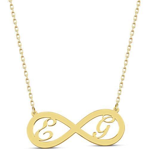 Infinity Personalized Nameplate Necklace 925 Silver Custom Initial Necklace Gold Plated Anniversary Necklace
