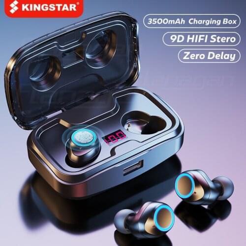 KINGSTAR Wireless Bluetooth Earphones 5.0 HD Stereo Headphones Sport Waterproof Headset Earbuds With 3500mAh Charge Case