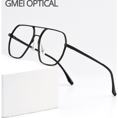 Gmei Optical Pilot Retro Aluminum Magnesium Men Glasses Frame With Spring Hinges Brand Designer Square Spectacles Frames GF9003