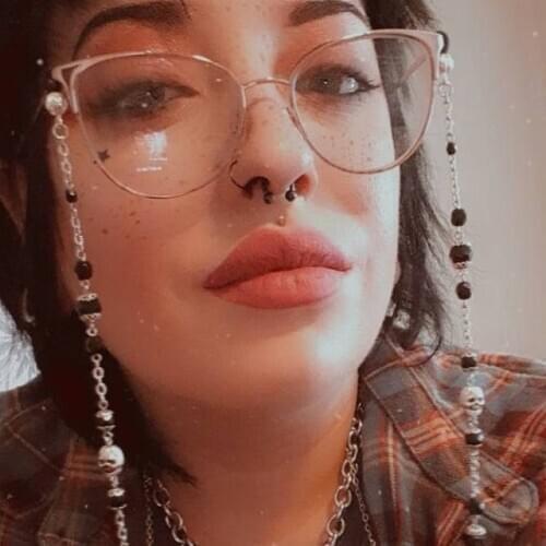 Gothic Punk Black Silver SKULL EYEGLASS CHAIN Reading Glasses Holder Beaded