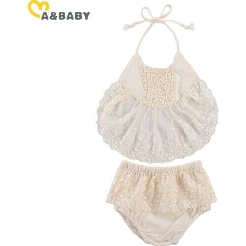 Ma&Baby 0-24M Princess Newborn Infant Baby Girls Clothes Set Ruffles Lace Vest Tops Shorts Bloomers Birthday Outfits Summer