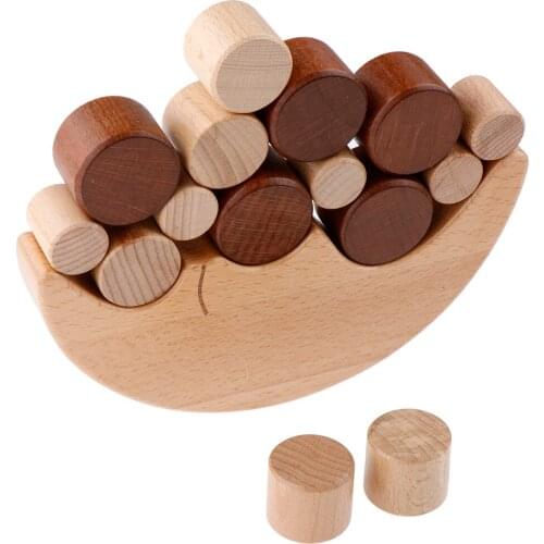 Wooden Moon Balance Building Blocks Montessori Toy for Toddlers Kids Gifts