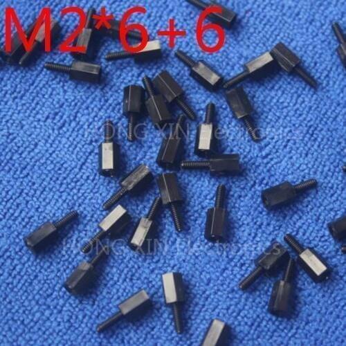 M2*6+6 1pcs Black nylon Standoff Spacer Standard M2 Male-Female 6mm Standoff Kit Repair parts High Quality
