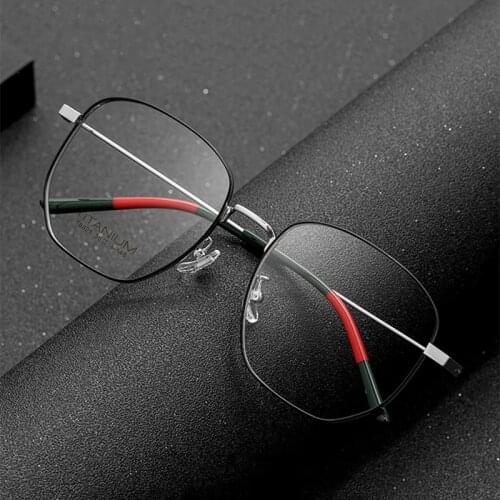 New Pure Titanium Glasses Full Frame Men And Women Retro Polygon Ultralight Glasses Frame Large Frame Myopia Glasses Frame T8821