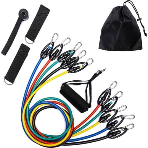 11/12pcs Yoga Band Tube Resistance Bands Set Door Anchor Fitness Elastic Rubber Training Workout Expander Pull Rope Gym