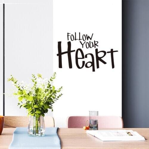 English Motto Wall Sticker Creative "FOLLOW YOUR HEART" Stickers Home Living Room Bedroom TV Background Wall Art Decals