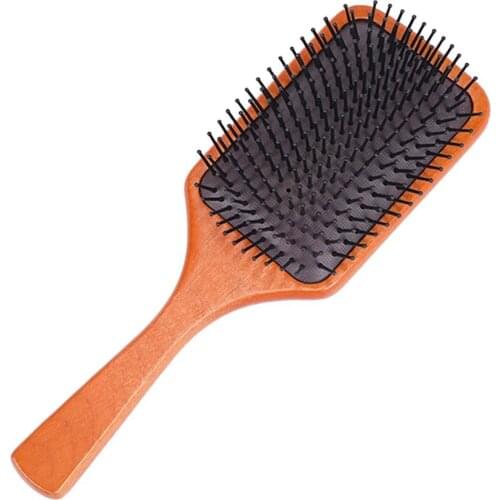 Natural Wooden Paddle Hair Brush with Air Cushion Combs for Scalp Massage Anti-static No Hair Tangle Comb hair brush