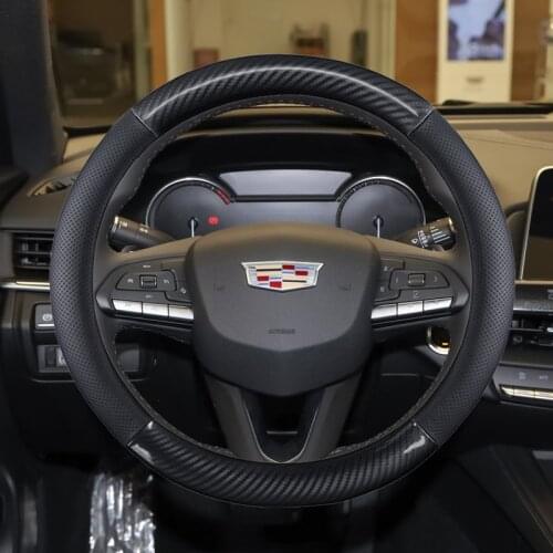 Genuine leather Car Steering Wheel Cover Anti-Slip for Cadillac CT4 CT5 XT4 CT6 XT6 ATS SRX XTS CTS EXT XT5 38cm Accessories