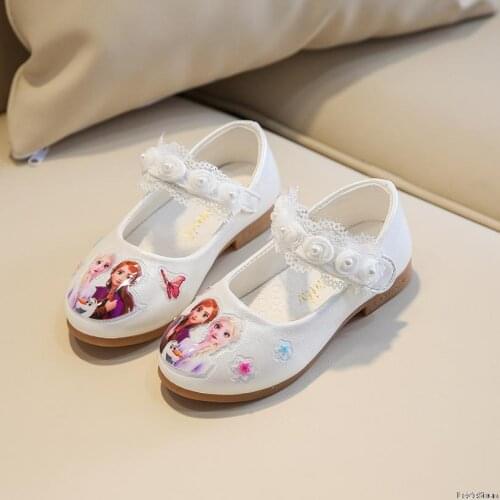 Disney new childrens casual shoes 2020 Frozen 2 elsa anna Princess shoes girls dancing shoes pearl lace single shoes