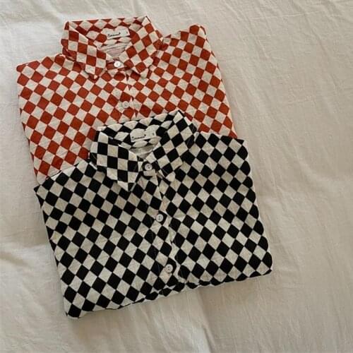 New 2021 Autumn Baby Boys Loose Geometric Shirts Korean Style Soft Long Sleeve Tops Toddlers Kids Oversize Casual Shirts