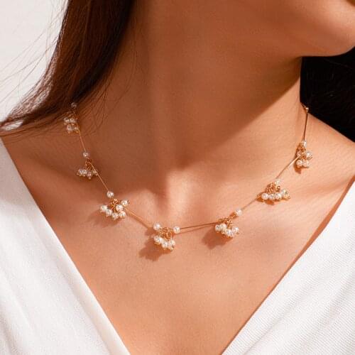 New Fashion Creative Pearl Single Layer Wild Necklace For Women Korean Pop Temperament Simple Jewelry Wholesale