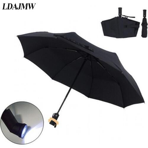 LDAJMW New High quality Automatic Folding Umbrella LED Flashlight Lampumbrella Umbrella Anti-uv Sun/rain Sun Novelty Umbrella