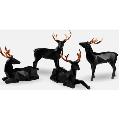 Deer Decoration Statue Resin Sculpture Geometric Home Decor Nordic Statues Deer Figurines Modern Decoration Abstract Tabletop