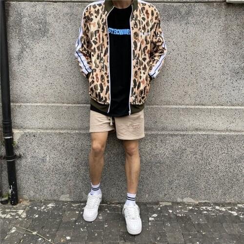 Palm Angels Leopard Camouflage Coconut Tree Mens and Womens Zipper Stripes High Street Leisure