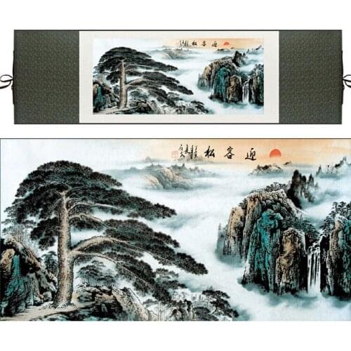 Landscape art painting Mountain and River art painting top quality silk scroll painting
