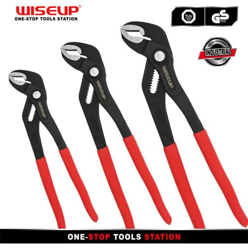 WISEUP 7"/10"/12" Large Opening Universal Adjustable Push Button Quick-Release Water Pipe Clamp Pliers Household Hand Tools