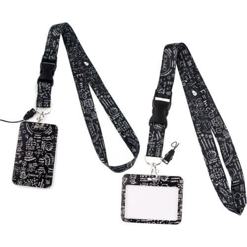 ER840 Math Equation Personality Buckle Lanyard Cardholder ID Holder Staff Card Lanyard For Key Phone Student Kids Hang Rope