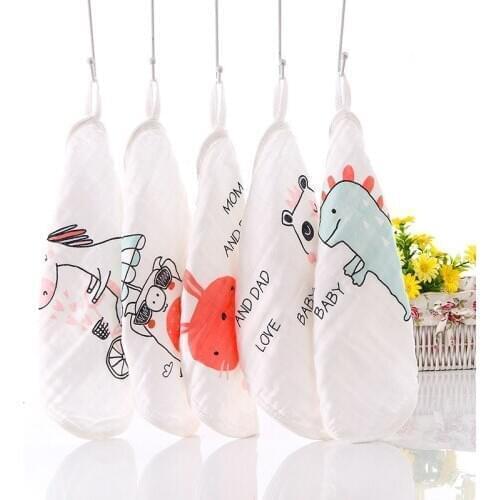 5pcs/pack Cotton Gauze Baby Face Towel Infant Baby Feeding Saliva Towels Soft Animal Baby Towels Wash Cloth Handkerchief Towels
