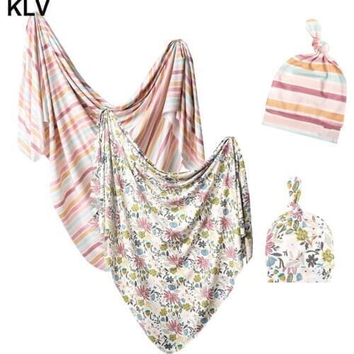 2020 Baby Bedding Clothing Newborn Baby Boy Girl Cotton Swaddle Wrap Blanket Sleeping Bag Swaddling Headband 2Pcs Sets