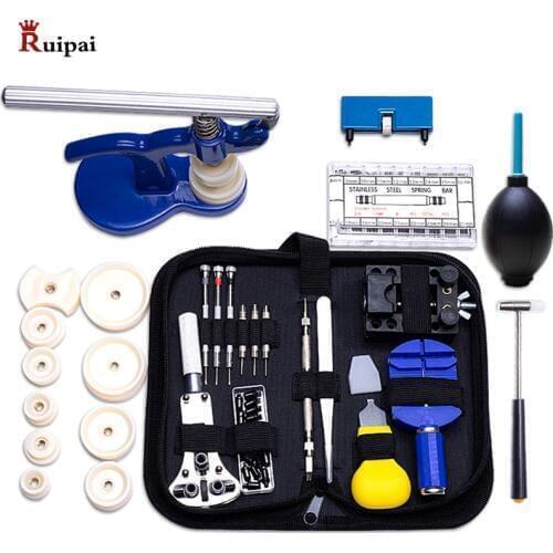 RUIPAI 406pc Professional Watch Repair Tool Kit Watch Tools Including Watch Press Spring Bars Battery Replacement