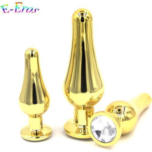 Luxury Gold Metal Anal Plug Booty Beads Stainless Steel Crystal Jewelry Sex Toys Adult Products Butt Plug Massager For Women Man
