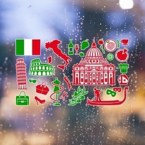 Italy Landscape Customs Landmark National Flag Resident Diet Pattern Removable Wall Sticker Mural DIY Wallpaper for Room Decal