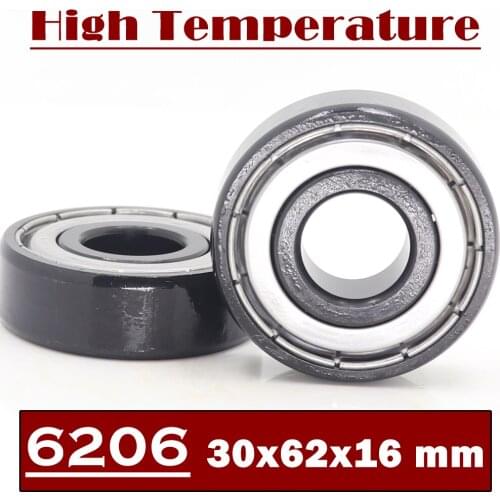 6206ZZ High Temperature Bearing 30*62*16 mm ( 2 Pcs ) 500 Degrees Celsius Full Ball Bearing