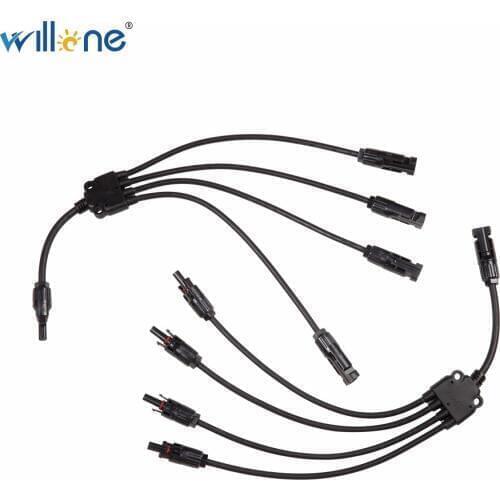 Willone free shipping 1 pair Y branch cable connector. solar branch connector 1 to 4