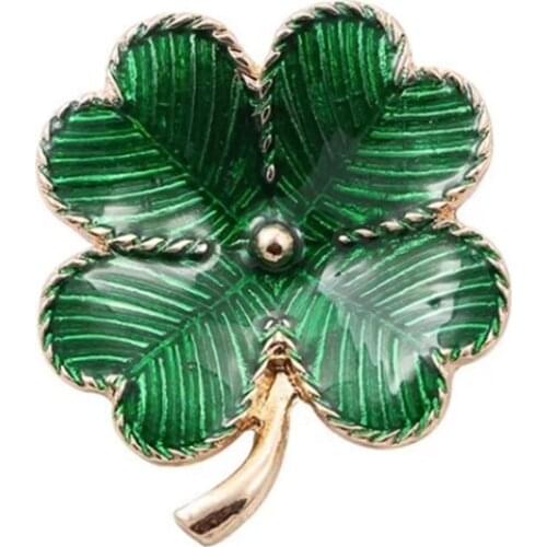 OneckOha Green Enamel Flower Tree Brooches Four Leaves Clover Pin Womens Garment Accessories Pinecone Brooch Pin