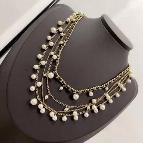 2020 Fashion Jewelry Women Multilayer Pearls Chain layer Chain Necklace Party Fine Fashion name Jewelry