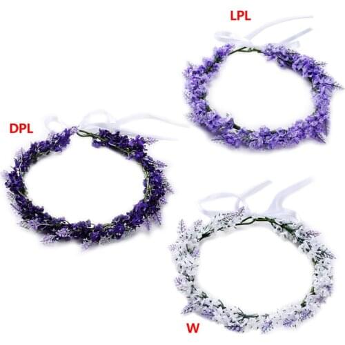 Simulated Simulated Flower Headband Lavender Floral Hair Band Garland Tiara Crown Women Jewelry Headdress Decoration Fashion For