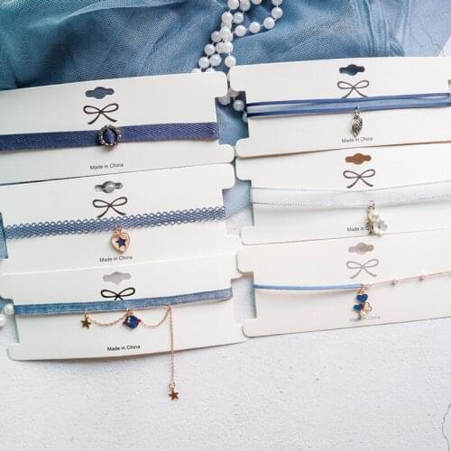 Women Choker Necklace Flower Rhinestone Space Star Pendant Necklace Lace Choker Sexy Clavicle Necklace Choker Jewellery