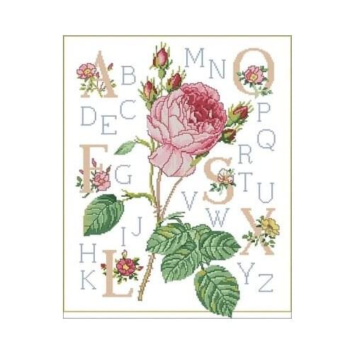 Magazine-Letter Rose Needlework,For Embroidery,DIY 14CT Unprinted Arts Cross stitch kits Set Cross-Stitching Home Decor
