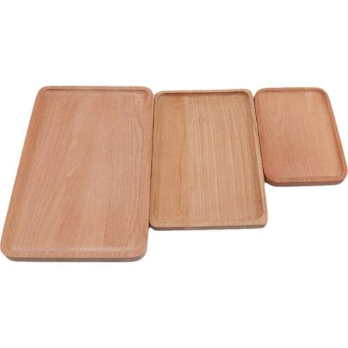 1pc Round Rectangular Wooden Tray Breakfast Food Dinner Dessert Tea Tray Wood Tray Family Kitchen Accessories Organizer