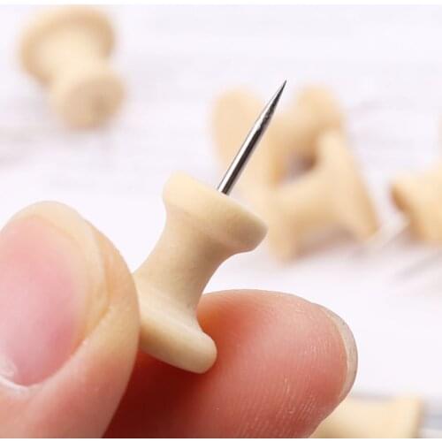 R9UA 15Pcs Nautral Cork Wooden Pushpins Thumbtack Board Pins Drawing Photo Wall Studs Office School Supplies