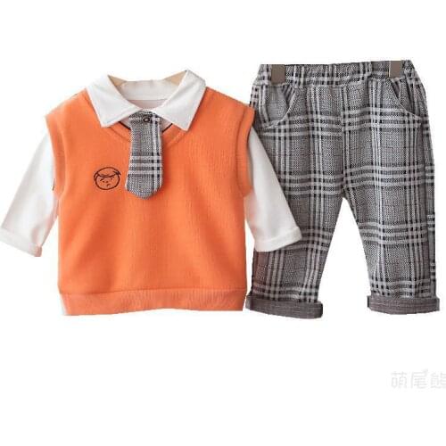 2021 Baby Girl Boy Suit Campus style Girls Clothes T-shirt + Vest+Pants 3PCS Toddler Party Costumes School Children Clothing Set