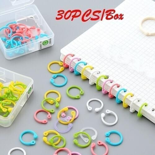 30PCS/Box Creative Colored Easy Ring Paper Notebook Loose Leaf Binder Multifunction Circle Calendar Ring Keychain Key Stationery