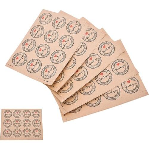 60Pcs/Lot=5 Sheets DIY Scrapbooking Thank You Heart Kraft Sticker Scrapbooking Sticky Stationery School Supplies