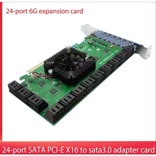 SATA PCI-E X16 to SATA 3.0 20/24 Ports Expansion Card 6G/3G/1.5G SATA Hard Drives Adapter Card Converter with Heat Sink