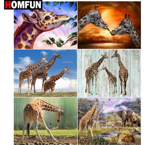 HOMFUN DIY Diamond Painting "Giraffe animal" Full Drill Square Round Diamond Embroidery 5D Cross Stitch Decoration Home