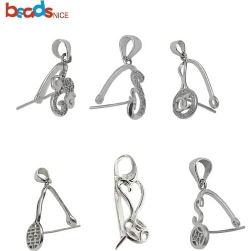 Beadsnice Pinch Bails for DIY Jewelry Making 925 Sterling Silver Pendant Bails Pendant Clip Clasp Jewelry Findings ID34627