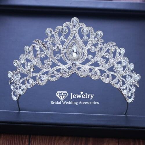 CC Wedding Crown Hairbands Wedding Hair Accessories for Women Bride Tiara Fashion Jewelry Water Drop Shape Gift Wholesale KC51
