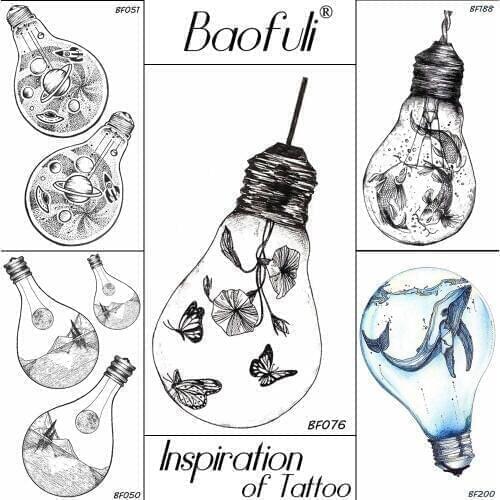 Black Bulb Creative Temporary Tattoo Morning Glory Butterfly Waterproof Tattoo Female Arms Legs DIY Body Art Fake Tatoos Sticker