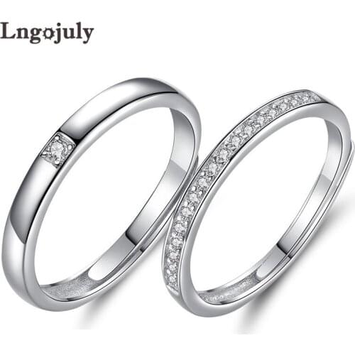 Hot Sale Couple Rings 100% Pure 925 Sterling Silver Rings Wedding Zircon Rhinestone Ring For Lover Anniversary Present Gifts