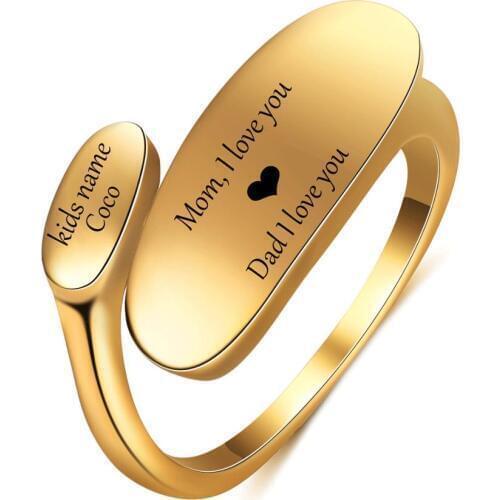 Personalized Customized Engrave Name Ring Stainless Steel Mens Signet Rings Family Male Engagement Wedding Rings