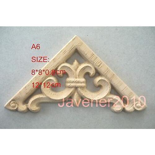 A6-12x12cm Wood Carved Corner Onlay Applique Unpainted Frame Door Decal Working carpenter Decoration