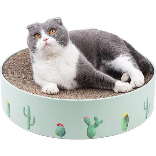 Curved Cat Scratcher Toy Claw Grinder Protect Sofa bowl-shaped Cat Kennel cactus Pattern Corrugated paper Cat Board Pet toy